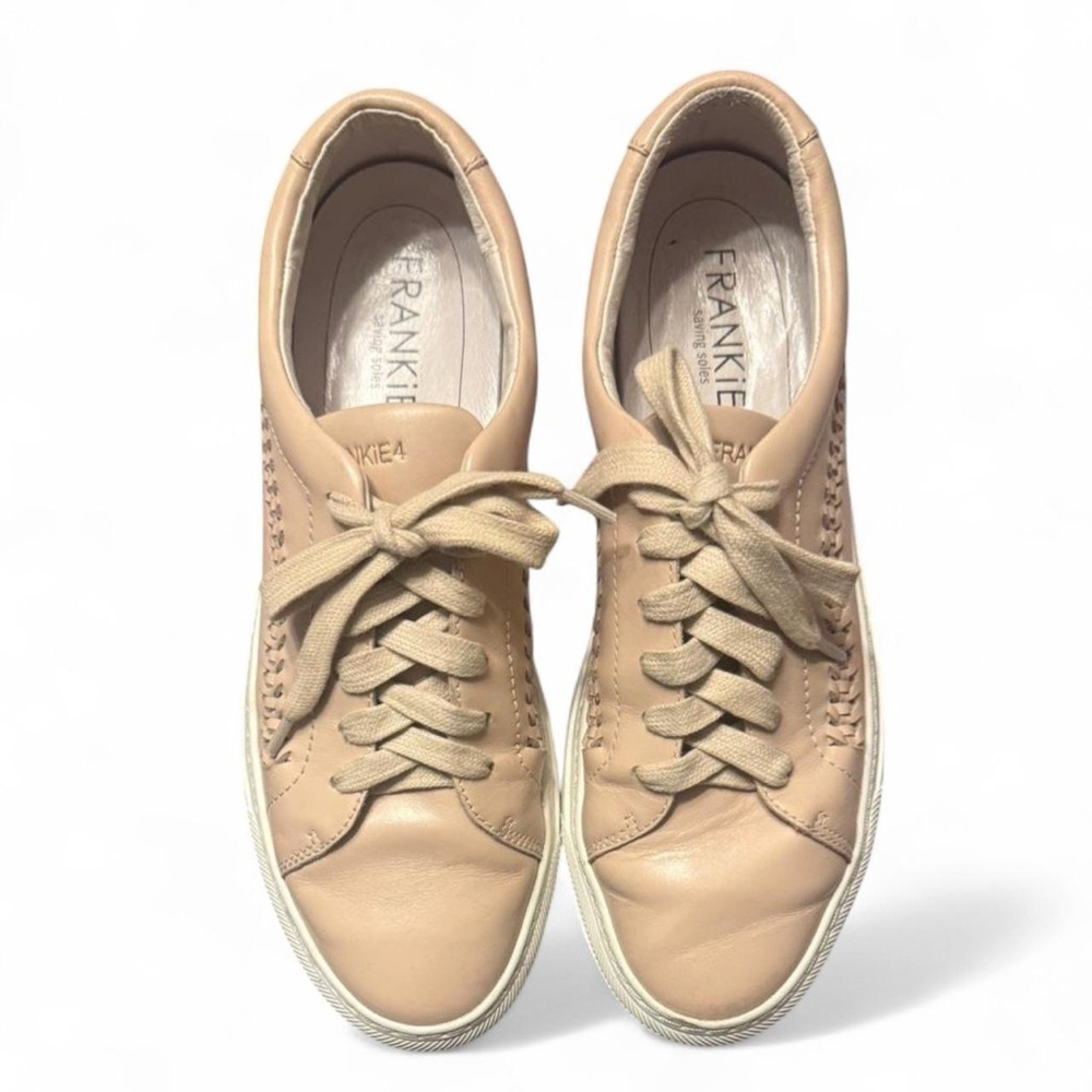 Frankie4 MiM II Braided Leather Minimalist Sneakers in Blush Pink